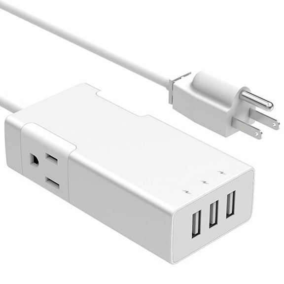 SANOXY Cables and Adapters; 3 Ports USB Charger with 2 AC Outlets Aluminum Power Strip, Travel Charger Station, Silver