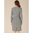 thumbnail image 3 of DARING DIVA Houndstooth Round Neck Plaid Sheath Dress XS Black, 3 of 6