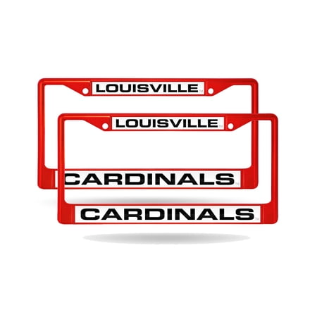 Louisville-Cardinal's (Set of 2) Red Painted Metal Laser Cut License Plate Frames