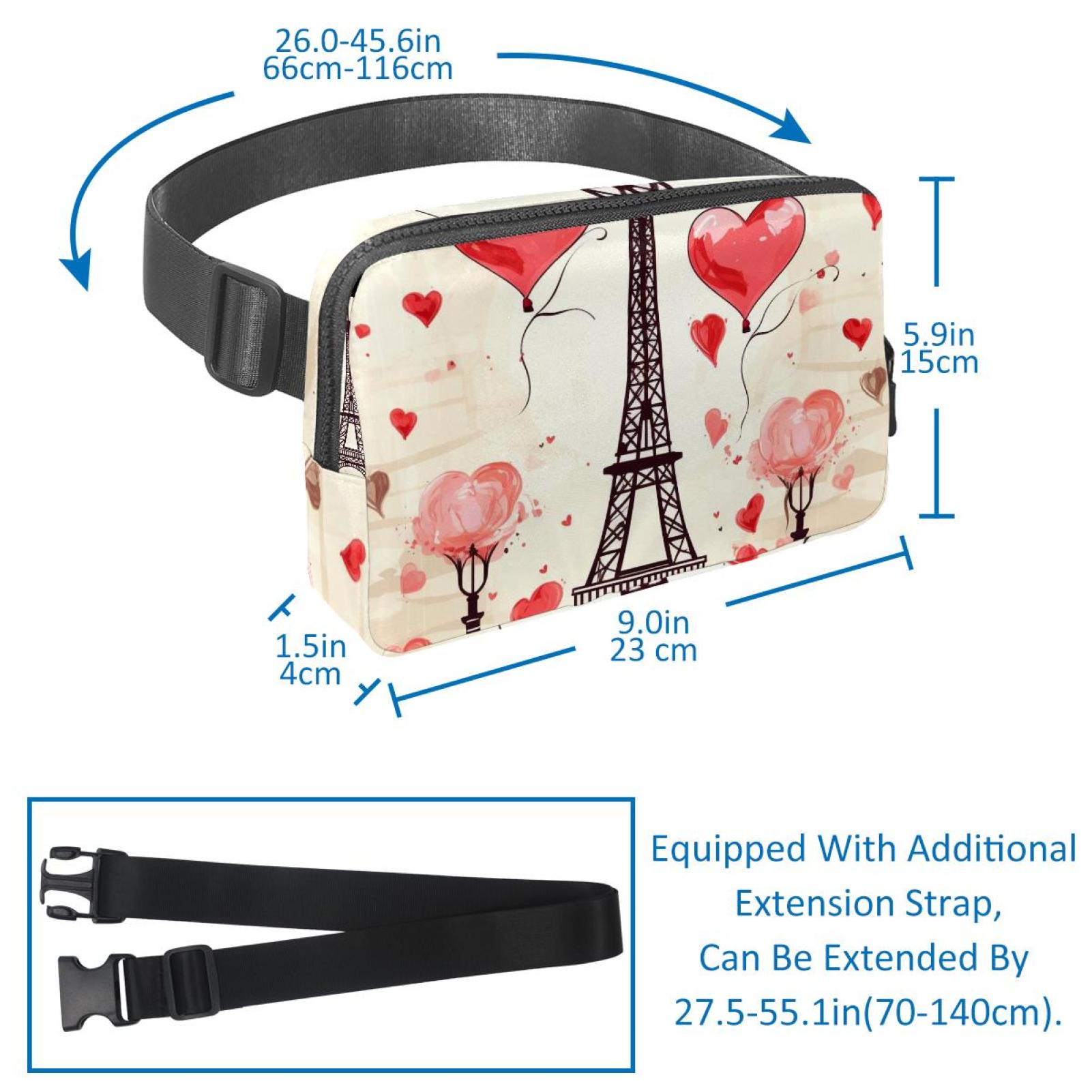 Valentine's Day Sling Bag with Extension Strap - Lightweight Adjustable Unisex Fanny Pack for Waist Packs
