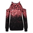 thumbnail image 4 of Tops de manga larga con hombros descubiertos, Tops de mujer transpirables y suaves con gradiente de moda para ir de compras a diario, negro M, 4 of 6
