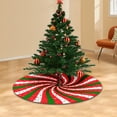 thumbnail image 5 of Lksixu Christmas Tree Skirt, Christmas Decorations 47 inch Red and Green Candy Swirl Stripe Tree Base Cover with Star Pattern, Rustic Farmhouse Xmas Winter Holiday Tree Mat Ornaments for Home Party, 5 of 5