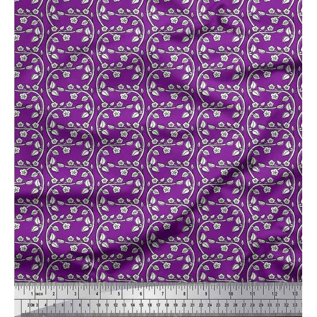 Soimoi Velvet Fabric Leaves & Floral Block Fabric Prints by Yard 58 Inch Wide