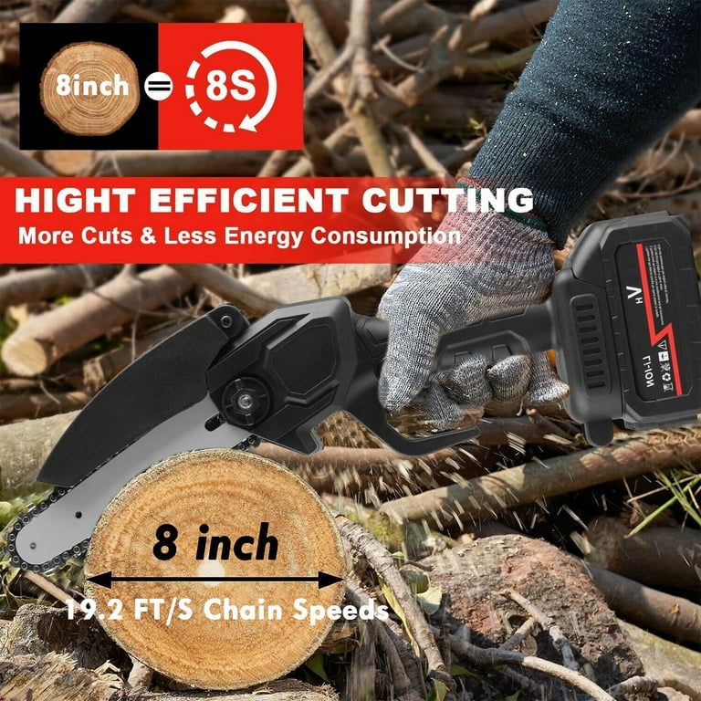 LEXLIFE Mini Chainsaw 8 inch 21V Cordless Power Chainsaws with 2 Battery 2 Chains 550W Handheld Small Chainsaw for Wood Cutting Tree Trimming