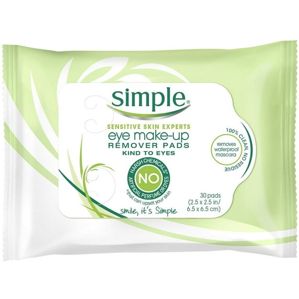 Simple Sensitive Skin Experts Eye MakeUp Remover Pads 30 ea (Pack of 3