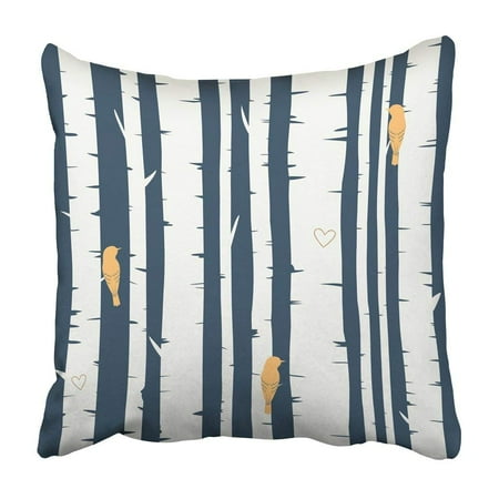 Artificial Birch Branches ARTJIA Colorful Tree With Birch Forest White Trunk Bird Modern Spring Abstract Branch Clip Pillowcase 18x18 inch ()