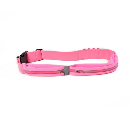 Around Reflective Belt - Waterproof Sweatproof Reflective Running Fitness Belt w/ Dual Pouch Bag for all Cell Phones
