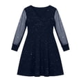 thumbnail image 3 of MEZZALL Kids Girls Puff Long Sleeve Mesh Casual High Waist A-Line Short Dress Formal Party Dresses For 4-14 Years Classic Child Crew Neck Solid Color Sundress, 3 of 7