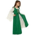 thumbnail image 6 of SERTG Girls' Medieval Vintage Halloween Dress 2-Piece Set Square Neck Gown with Laced Waist and Overlay Skirt Spooky Elegant Garb for Children 4-10 Years(Green,4 Years), 6 of 6