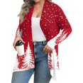 thumbnail image 2 of Women's Fall and Winter Fashion Casual Print Long Sleeve Mid-Length Cardigan Jacket, Christmas Theme for Holiday Season,Red,3XL, 2 of 6