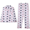 thumbnail image 1 of Pijamas de mujer de manga larga, pantalones, ropa de casa, traje de lunares con solapa, cárdigan de primavera y otoño, traje de aire acondicionado de seda de leche, 1 of 6