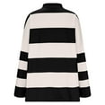 thumbnail image 5 of WEIYLL Women Oversized Fall Half Zipper Turtleneck Striped Tops Long Sleeve Color Block Cardigan Sweatshirts Black, 5 of 5