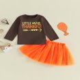 thumbnail image 2 of Toddler Girls Fall Outfits Letter Print T-Shirts Tops Mini Skirts Set, 2 of 9