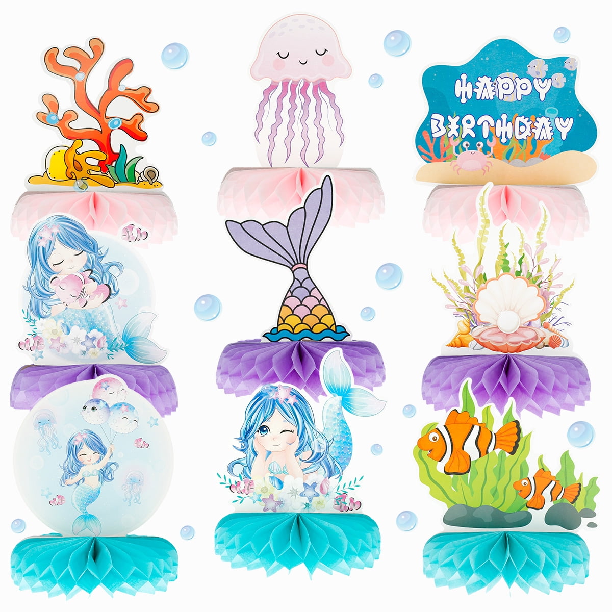 14" Mermaid Tail Honeycomb Centrepiece Girls Birthday Party Table Decoration 
