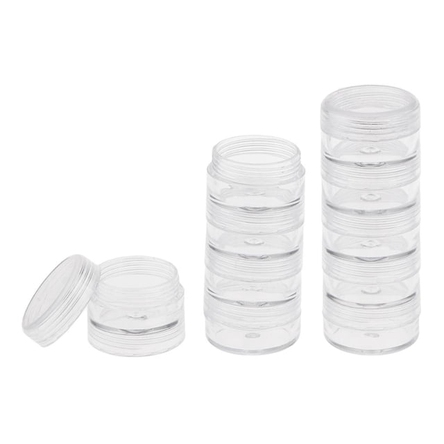 Caja de almacenamiento apilable de plástico redonda de 10 piezas, organizador de tarros para exhibición de diamantes y piedras preciosas 77x27mm
