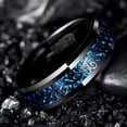 thumbnail image 3 of Vakki 8mm Blue Carbon Fiber Tungsten Carbide Wedding Rings with Black Vine Inlay, 3 of 5