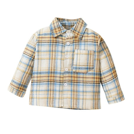

ASEIDFNSA Kids Jean Jacket Boys Boy Small Coat Kids Toddler Baby Boys Girls Shirt Jacket Plaid Long Sleeve Lapel Button Fall Shirt Coat Outwear