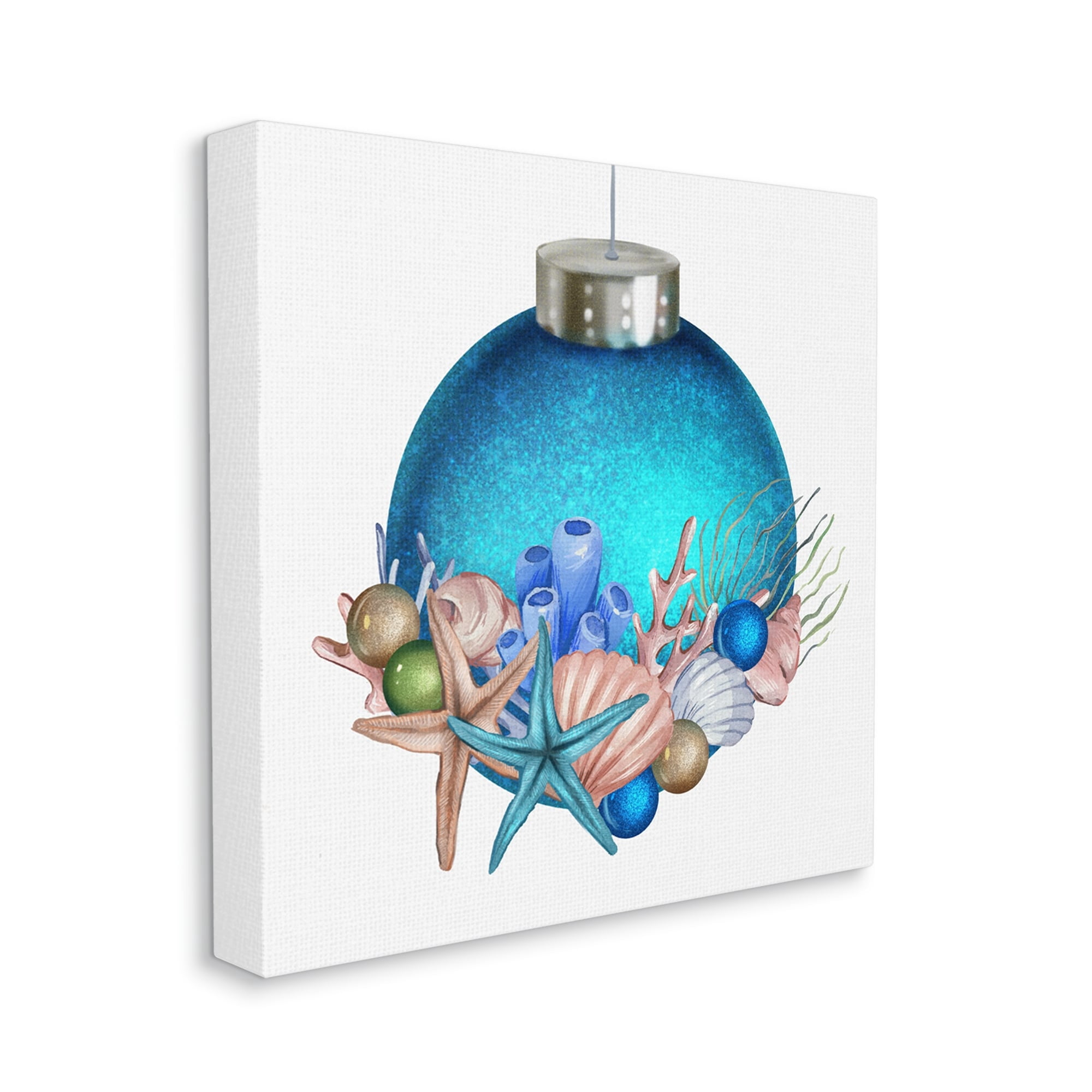 Stupell Industries Nautical Sea Life Holiday Ornament Holiday Painting Gallery Wrapped Canvas Print Wall Art