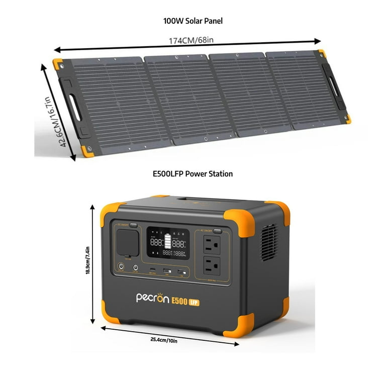 Pecron E500LFP 576Wh 600W Portable Solar Generator, LiFePO4 Battery, UPS,  100W Solar Panel - Walmart.com
