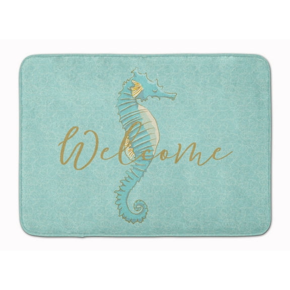 Carolines Treasures BB8547RUG Seahorse Welcome Machine Washable Memory Foam Mat 19Hx27W multicolor