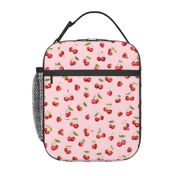 Cherry Fruit Lunch Bag Reusable Thermal Lunch Box with Handle for Women and Men