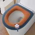 thumbnail image 2 of Toilet Seat Cover Elongated Soft Knitted Washable With Handle 42 cm x 38 cm Two-Tone Polyester, 2 of 6