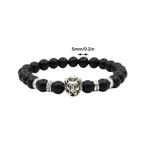 Teissuly 8mm Black Frosted Stone Antique Gold Antique Leopard Men's And Women's Stretchy Strings Teissuly WER2023112003279