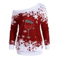 thumbnail image 3 of WEAIXIMIUNG Chandails en Molleton Graphiques pour Femmes Vintage Dames Épaule Inclinée Mode Thème Décontracté Rouge Verre Flocon de Neige Thème Imprimé Moyen Long Haut Sweat à Capuche, 3 of 3