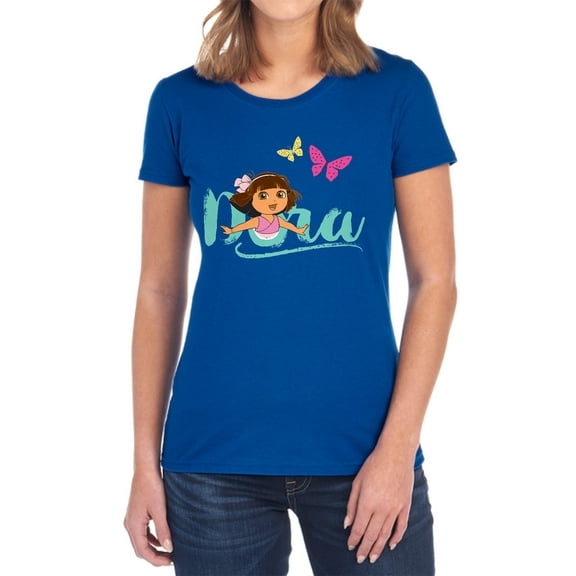 Popfunk Dora The Explorer With Butterflies Women's T Shirt, Royal, Small