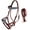 Mahogany/Beaded, variant on ENGLISH WESTERN HORSE LEATHER BITLESS BRIDLE SIDEPULL HALTER REINS 77RS11MG-F