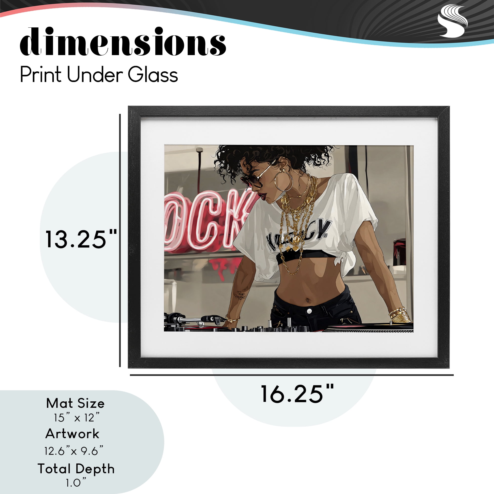 Stupell Industries Rock Neon DJ Music Black Framed Print Under Glass, design by Franklyn Gregory