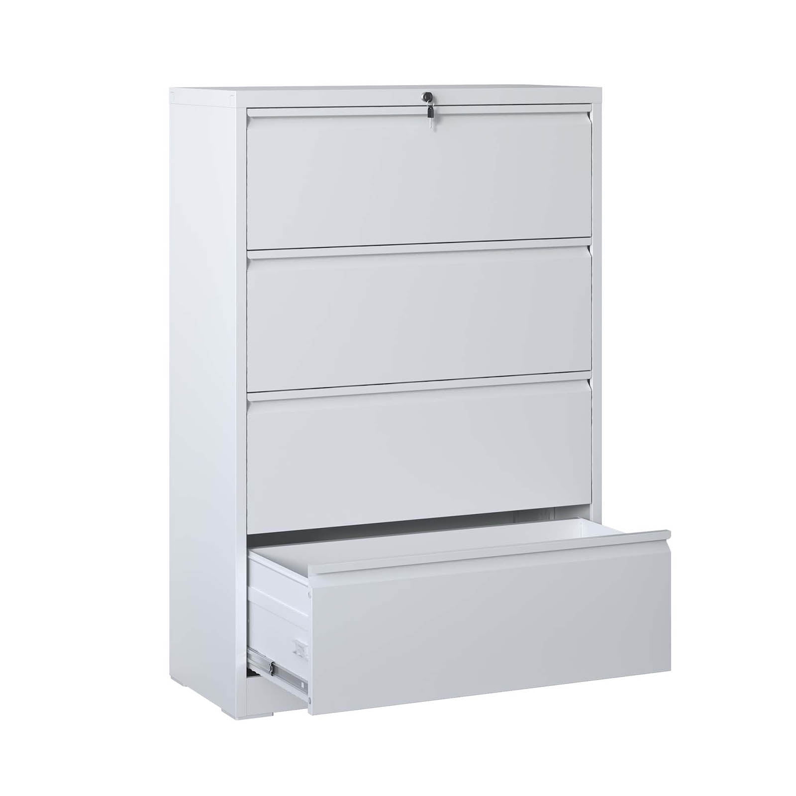 File Cabinet With 4 Drawers, Lock, 2 Keys, Quiet Storage Space Lockable Metal File Cabinet For Home Office, Files Legal, Letter, A4, F4 Size