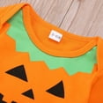 thumbnail image 4 of Gelikeya Halloween Baby Clothes for Boys Long Sleeve Rompers Pants Hats 3 Piece Pumpkin Outfits Pajama Sets (#04 Orange, 12-18 Months), 4 of 8