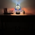 thumbnail image 2 of Tiffany Mini Table Lamp Green Blue Stained Glass Included LED Bulb Dragonfly Base for Living Room Dining Room Bedroom Bedside 12"H*8"W, 2 of 8