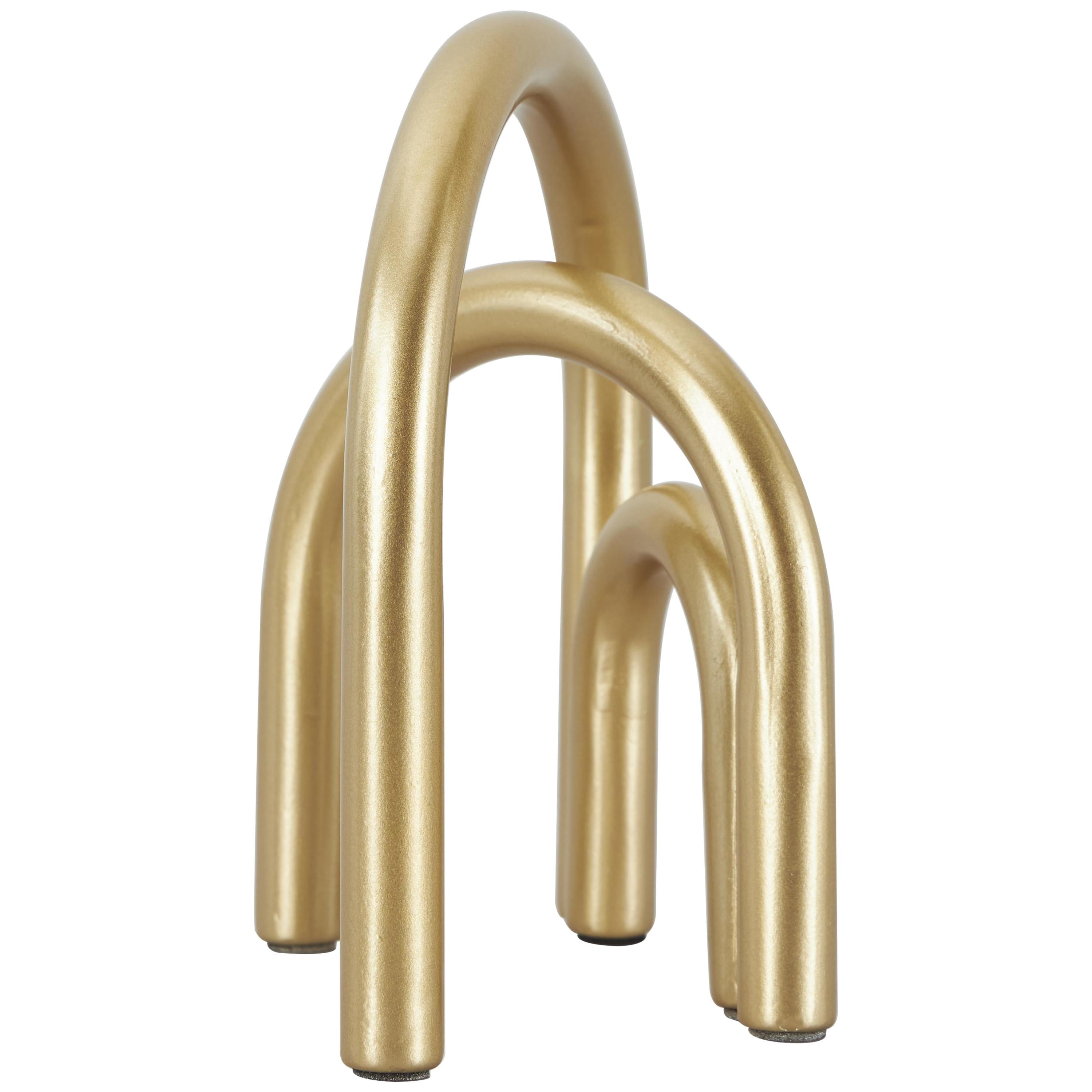 7" x 8" Gold Metal Overlapping Arch Geometric Sculpture, by DecMode