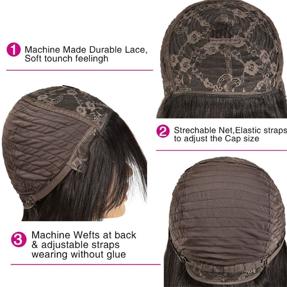 Human Hair Wig with Bangs Body Wave Hair Wigs Machine Made Loose Wave Glueless Wigs