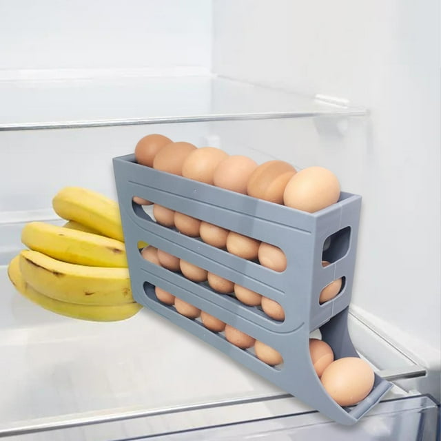 Egg Dispenser Egg Organizer for Refrigerator Slide Large Capacity Egg Holder Gray