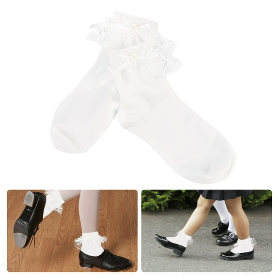 STRANDCHIC White Cotton Bowknot Socks for Girls Fashionable Low Tube Socks for Parties and Daily Wear Size 1 Pair