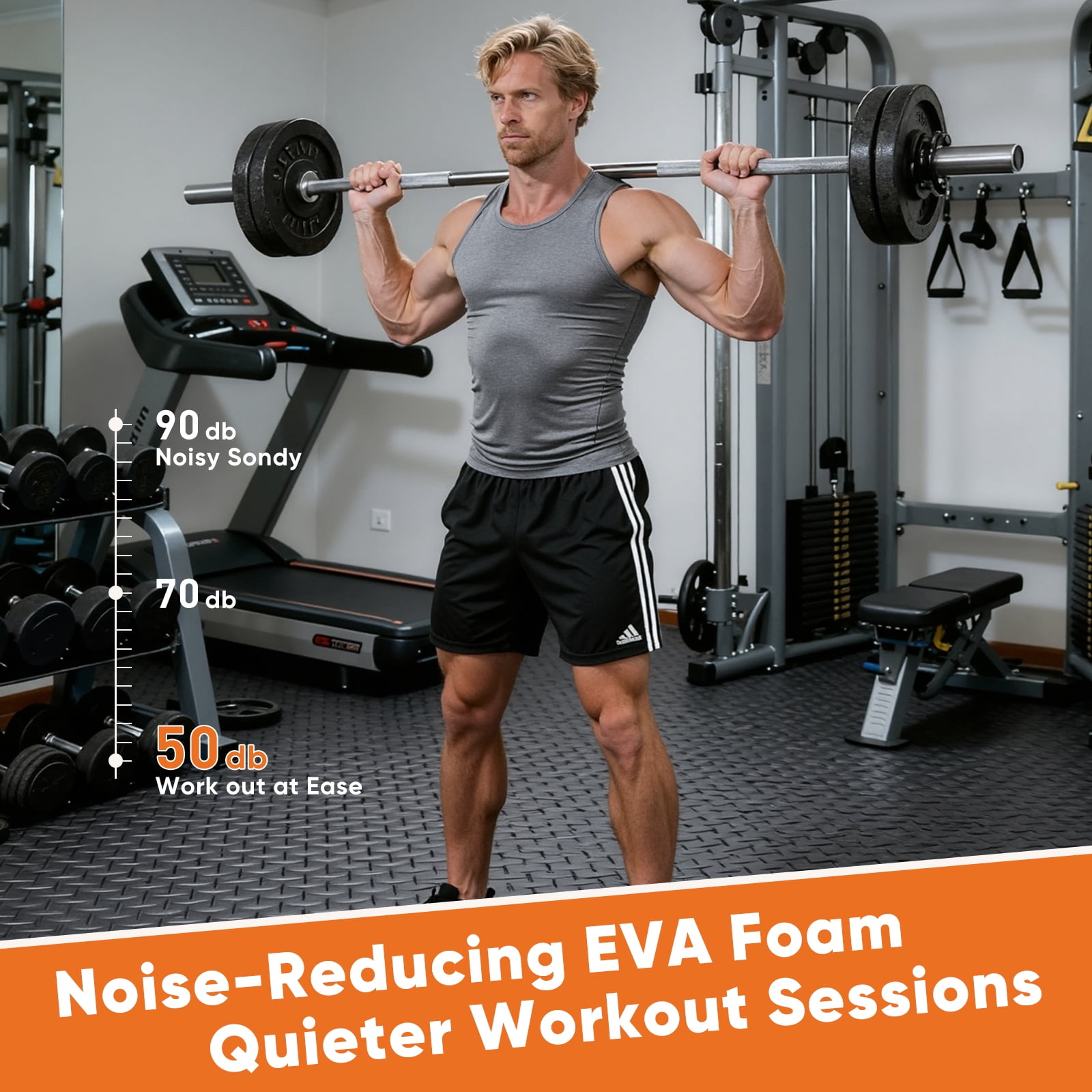 EDX 24 inch EVA Foam Tiles, 36P Puzzle Exercise Mat for Home Gym & Floor Padding, Black