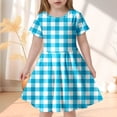 thumbnail image 2 of LUOGENLI Robe Mode pour Enfants à Carreaux Ajustée à Manches Courtes (6 14 Ans) Jupe Maxi avec Poches Bleu Ciel 6-7 Ans, 2 of 4