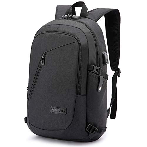 Business Durable Laptop Backpack 17in X 12in X 6in Water Resistant College School Computer Bag Gifts for Men Women Black ~ Orange Color Block Background Backpack