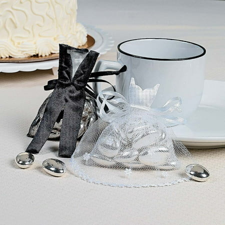 Tulle Favor Bags - Lot of 24 Bride and Groom Satin and Tulle Wedding Party Favor Bags