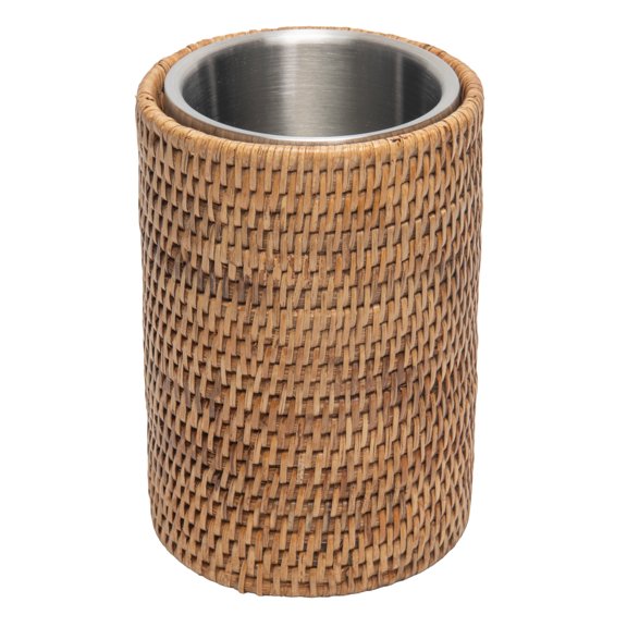 KOUBOO Unique Home Decor La Jolla Double-Wall Stainless Steel Rattan Drink Sleeves, Honey-Brown