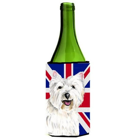 

Westie With English Union Jack British Flag Wine bottle sleeve Hugger - 24 Oz.