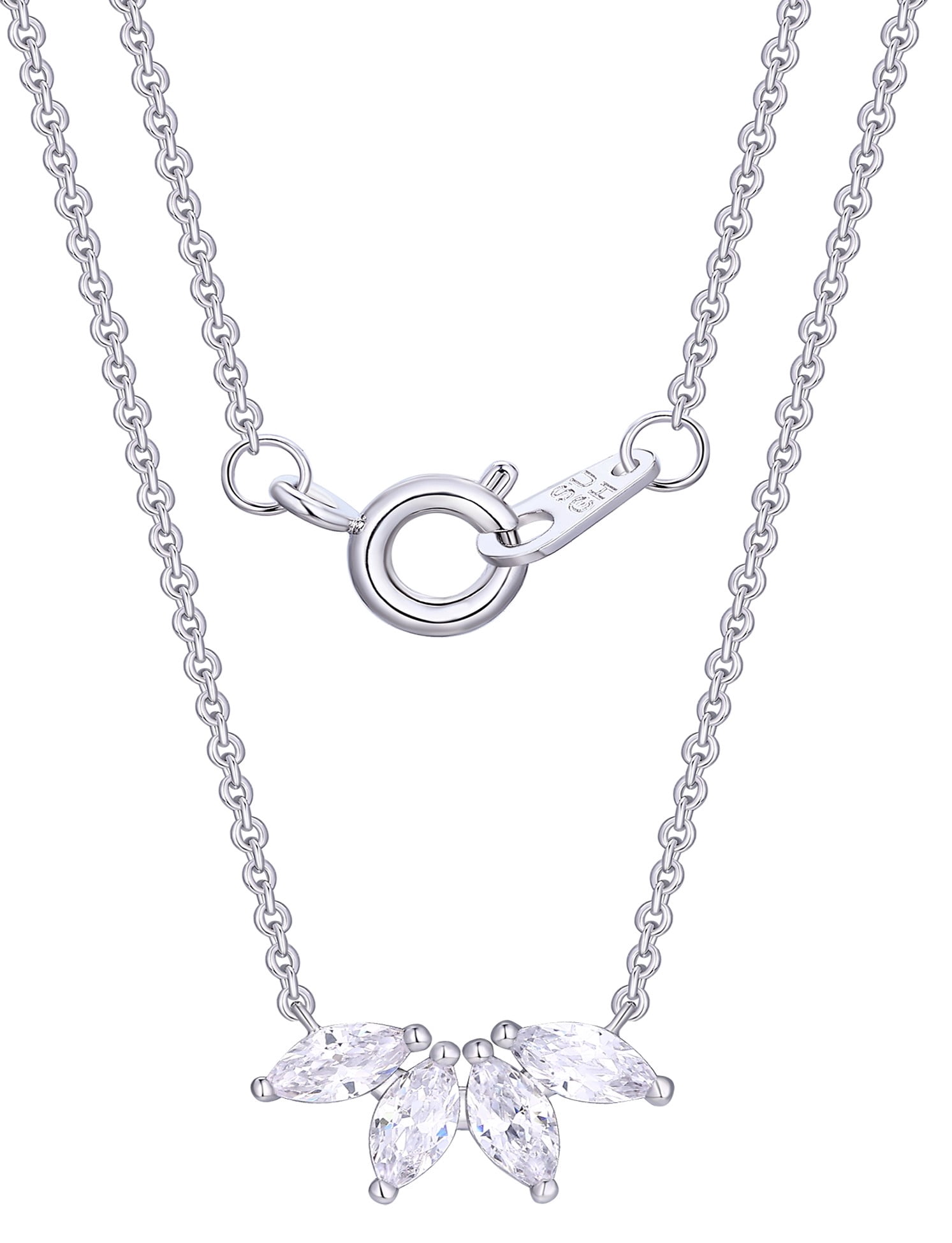 Fine Silver Plated Double Necklace Set with Simulated Diamonds Adult
