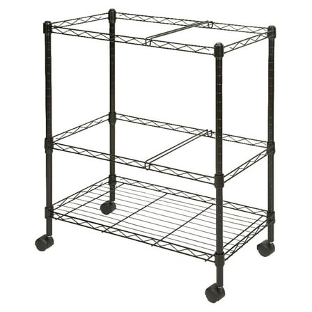 Mobile File Cart 2 Tier - Steel Wire Rolling File Organizer for Office, Home, School - Letter & Legal Size - Black Finish - Locking Casters