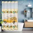 thumbnail image 2 of Farmhouse Style No Hook Shower Curtain with Snap in Liner Sunflower Yellow Car Country Plant Plaid Linen Waterproof Bathroom Shower Curtain with See Through Top Window for Bathtub 36" x 72", 2 of 9