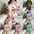 thumbnail image 2 of Solara Women Christmas Pajamas Set Snowmen Pjs Long Sleeve Button Down Shirt + Short 2 Piece Xmas Jammies Vacation Loungewear (Dark Purple,Medium), 2 of 5