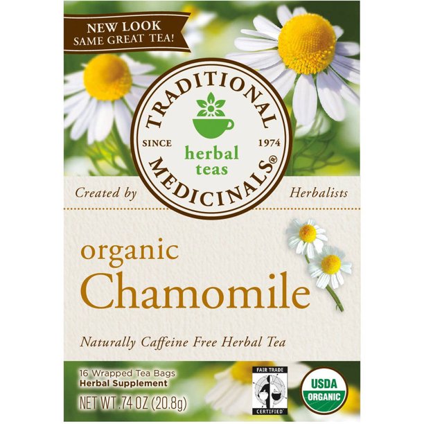 Traditional Medicinals Organic Chamomile Herbal Supplement Tea, 16 count, .74 oz, (Pack of 3