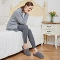 thumbnail image 3 of Women's Fuzzy Wool-Like Memory Foam Slip on House Slippers Cozy Soft Indoor Outdoor Ladies Home Shoes,Oxford Gray,5/6 US, 3 of 6